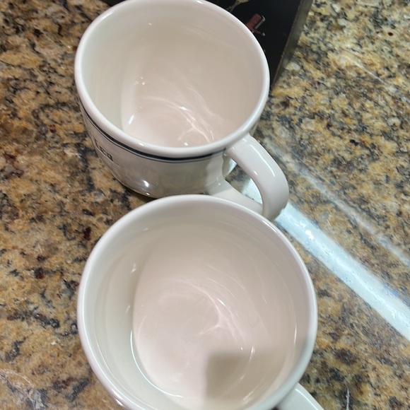 Rae Dunn Ceramic Coffee/Tea Mug Set Cursive Font EUC - Picture 3 of 5